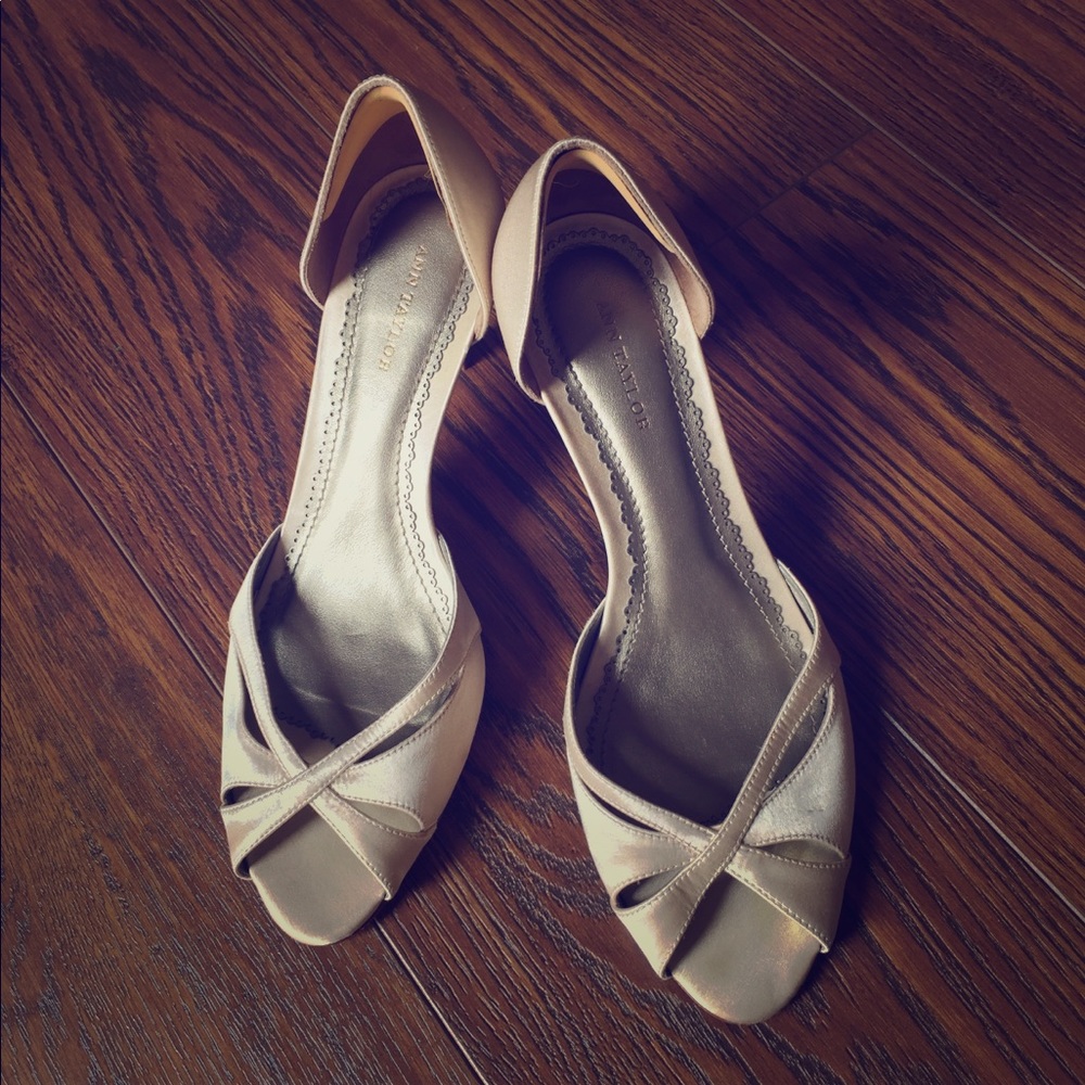 Ann Taylor Champagne Silk d’Orsay Heels